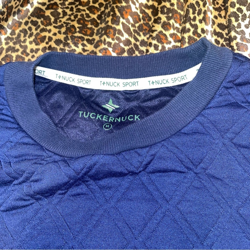 Tuckernuck Quilted Blue Puff Sleeve Sweater - Picture 3 of 11